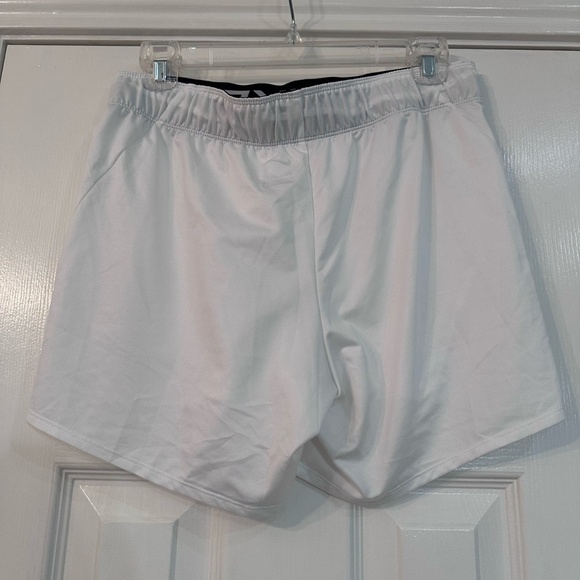 Nike Women's White Athletic Shorts with Black Logo - Picture 2 of 5